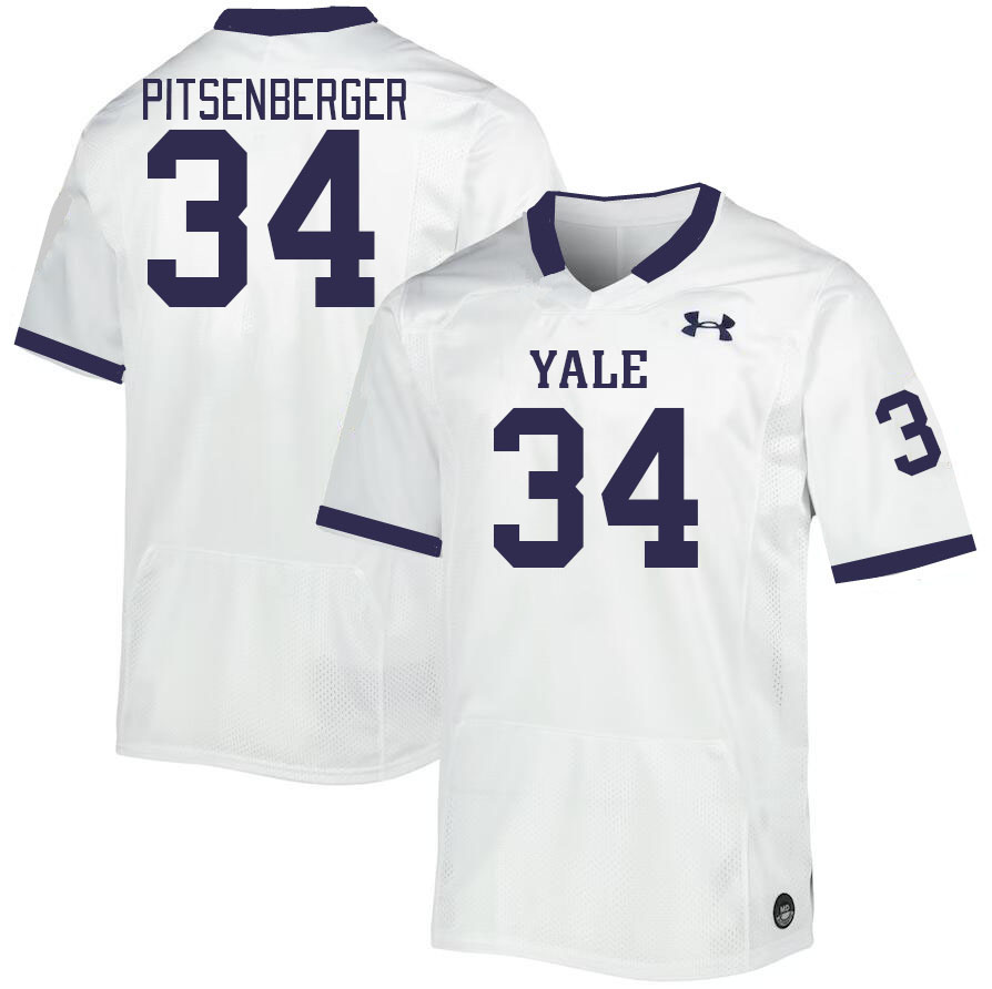 Men-Youth #34 Joshua Pitsenberger Yale Bulldogs 2023 College Football Jerseys Stitched-White